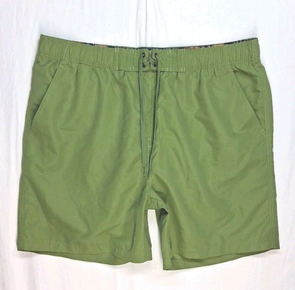 Paradise Shores Mens XXL Lined Swim Board Shorts Trunks Green Beach Resortwear
